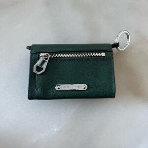 Rebecca Minkoff Dark Green Leather Wallet with Keyring